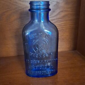 Blue Glass Milk of Magnesia Bottle